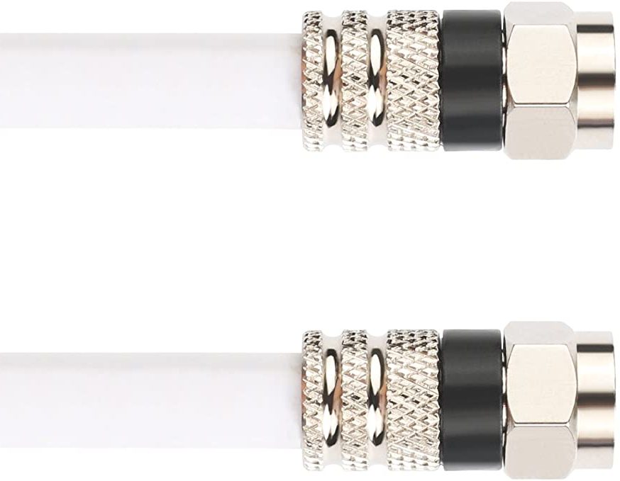 Cablu RG6 alb cu conectori F-Male